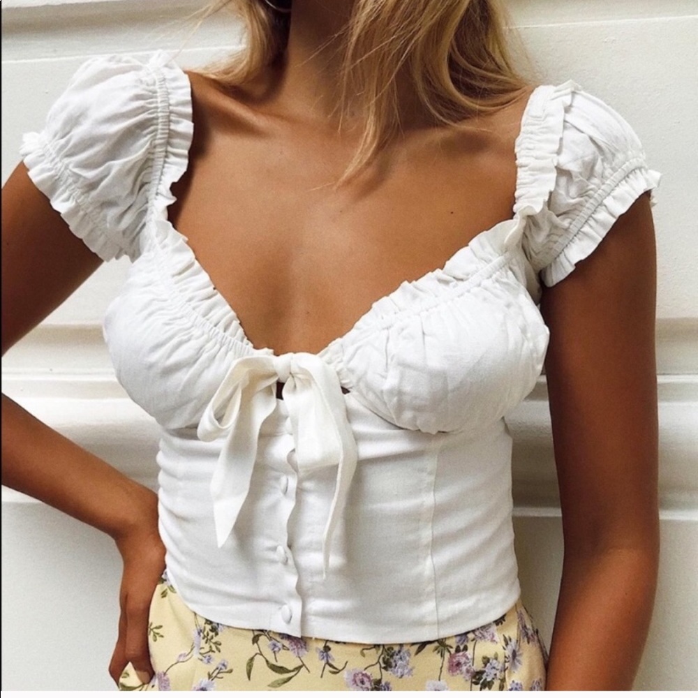 Princess Polly Elouise Crop Top White sz 4